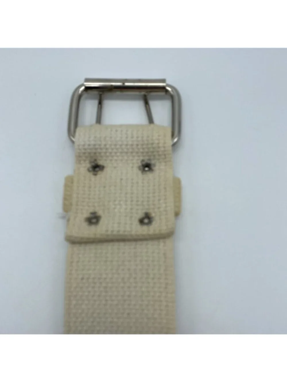 Unbranded Cream Woven Canvas Double Prong Belt Men’s Size 30-32